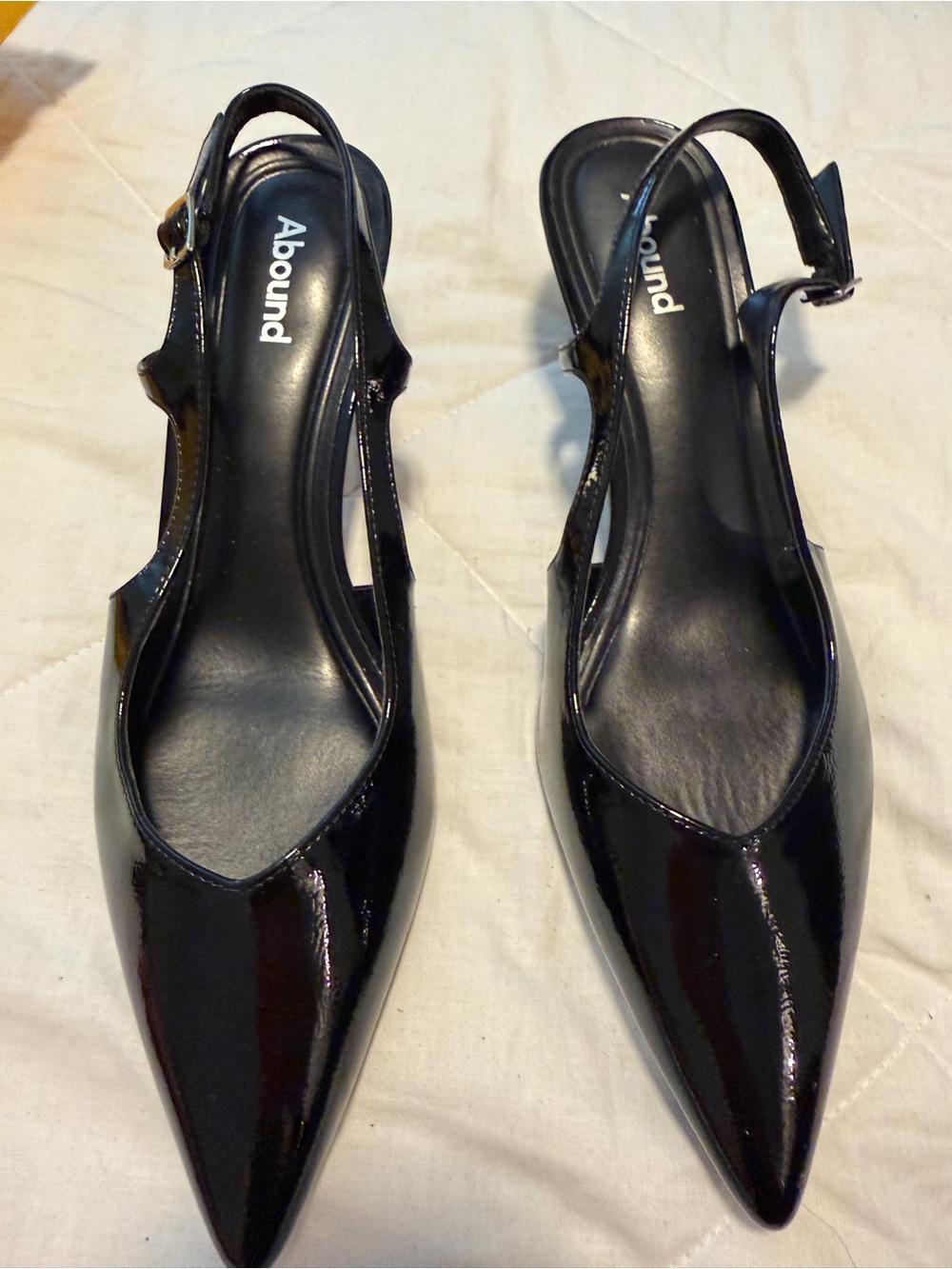 Abound Black Patent Pointed-Toe Slingback Heels